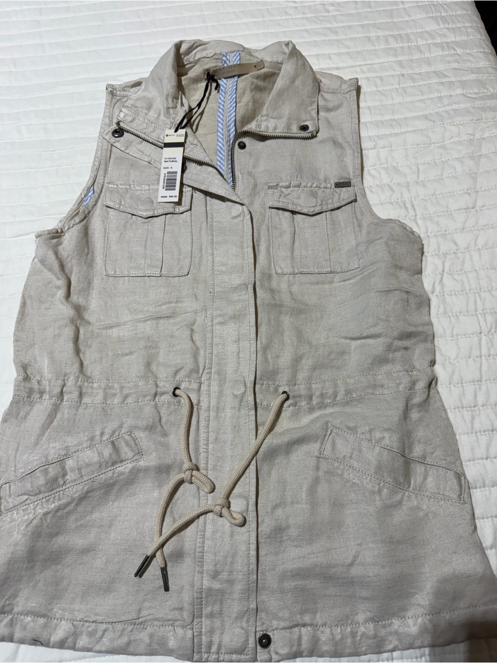 Max Jeans Natural Beige Utility Jacket Vest